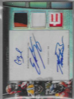 2013 Bowman Sterling - Triple Autographed Relic Patches #BSTAP-BLB Montee Ball / Eddie Lacy / Giovani Bernard Front