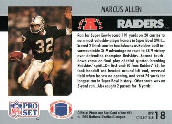 1990 Pro Set - Super Bowl MVP Collectibles #18 Marcus Allen Back