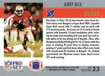 1990 Pro Set - Super Bowl MVP Collectibles #23 Jerry Rice Back
