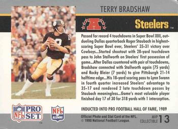 1990 Pro Set - Super Bowl MVP Collectibles #13 Terry Bradshaw Back