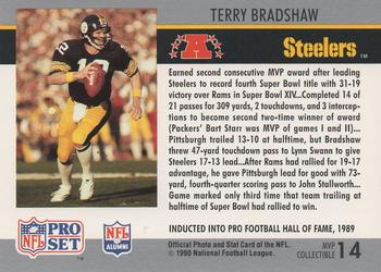 1990 Pro Set - Super Bowl MVP Collectibles #14 Terry Bradshaw Back