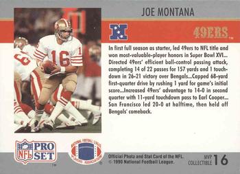 1990 Pro Set - Super Bowl MVP Collectibles #16 Joe Montana Back