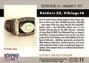 1990 Pro Set - Super Bowl Collectibles #11 Super Bowl XI Back