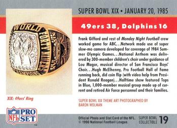 1990 Pro Set - Super Bowl Collectibles #19 Super Bowl XIX Back
