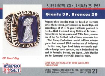 1990 Pro Set - Super Bowl Collectibles #21 Super Bowl XXI Back