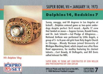 1990 Pro Set - Super Bowl Collectibles #7 Super Bowl VII Back