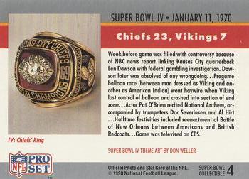 1990 Pro Set - Super Bowl Collectibles #4 Super Bowl IV Back