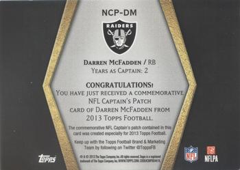 2013 Topps - NFL Captain's BCA Patch #NCP-DM Darren McFadden Back