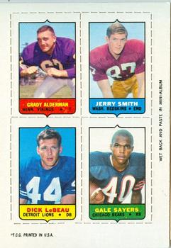 1969 Topps - Four-in-One #NNO Grady Alderman / Jerry Smith / Dick LeBeau / Gale Sayers Front