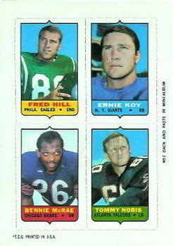 1969 Topps - Four-in-One #NNO Fred Hill / Ernie Koy / Bennie McRae / Tommy Nobis Front