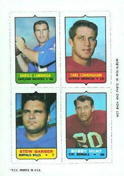 1969 Topps - Four-in-One #NNO Daryle Lamonica / Carl Cunningham / Stew Barber / Bobby Hunt Front