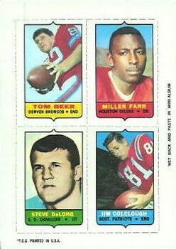 1969 Topps - Four-in-One #NNO Tom Beer / Miller Farr / Steve DeLong / Jim Colclough Front