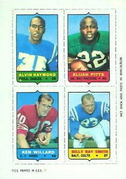 1969 Topps - Four-in-One #NNO Alvin Haymond / Elijah Pitts / Ken Willard / Billy Ray Smith Front