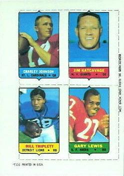 1969 Topps - Four-in-One #NNO Charley Johnson / Jim Katcavage / Bill Triplett / Gary Lewis Front