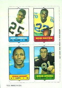 1969 Topps - Four-in-One #NNO Jerry Simmons / Bob Hayes / Carl Lockhart / Doug Atkins Front