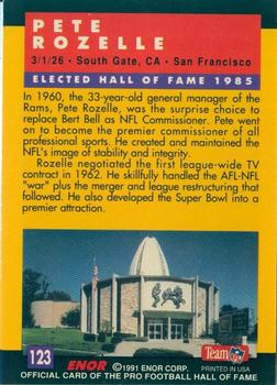 1991 Enor Pro Football HOF #123 Pete Rozelle Back