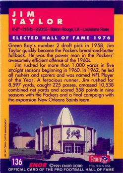 1991 Enor Pro Football HOF #136 Jim Taylor Back
