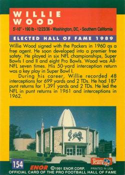 1991 Enor Pro Football HOF #154 Willie Wood Back