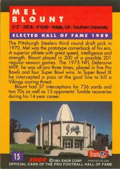 1991 Enor Pro Football HOF #15 Mel Blount Back