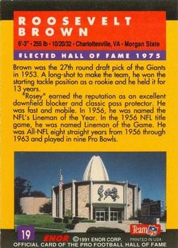 1991 Enor Pro Football HOF #19 Roosevelt Brown Back