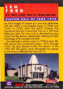1991 Enor Pro Football HOF #42 Len Ford Back