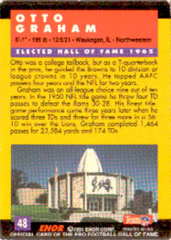 1991 Enor Pro Football HOF #48 Otto Graham Back