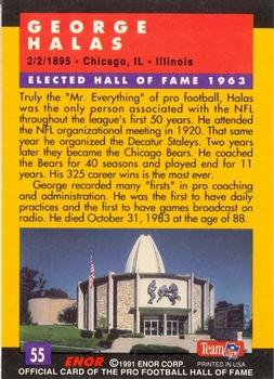 1991 Enor Pro Football HOF #55 George Halas Back