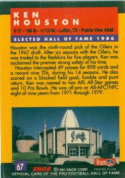 1991 Enor Pro Football HOF #67 Ken Houston Back