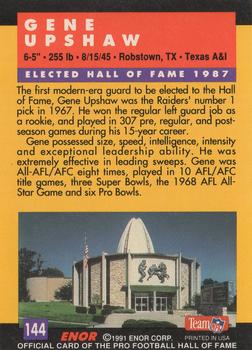 1991 Enor Pro Football HOF #144 Gene Upshaw Back