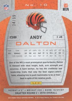 2013 Panini Totally Certified - Totally Blue #10 Andy Dalton Back