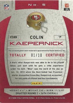 2013 Panini Totally Certified - Totally Blue Materials #5 Colin Kaepernick Back