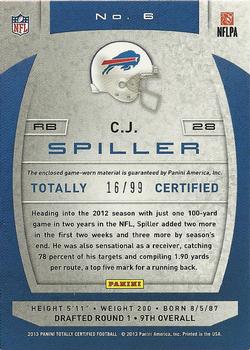2013 Panini Totally Certified - Totally Blue Materials #6 C.J. Spiller Back