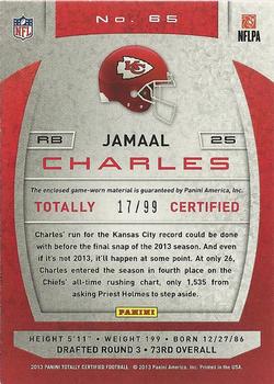 2013 Panini Totally Certified - Totally Blue Materials #65 Jamaal Charles Back