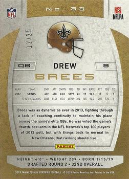 2013 Panini Totally Certified - Totally Gold #33 Drew Brees Back