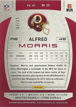2013 Panini Totally Certified - Totally Gold #50 Alfred Morris Back