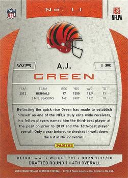 2013 Panini Totally Certified - Totally Red #11 A.J. Green Back