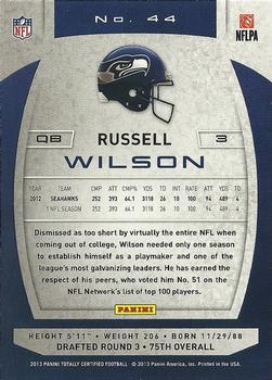 2013 Panini Totally Certified - Totally Red #44 Russell Wilson Back