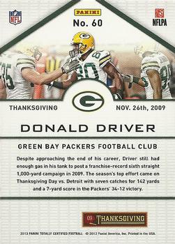 2013 Panini Totally Certified - Totally Red #60 Donald Driver Back
