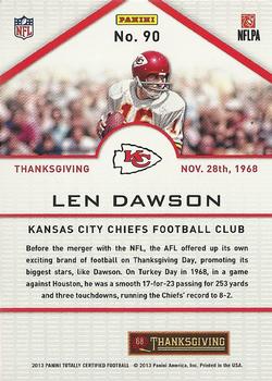 2013 Panini Totally Certified - Totally Red #90 Len Dawson Back