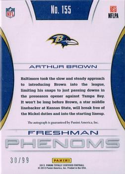2013 Panini Totally Certified - Totally Red #155 Arthur Brown Back