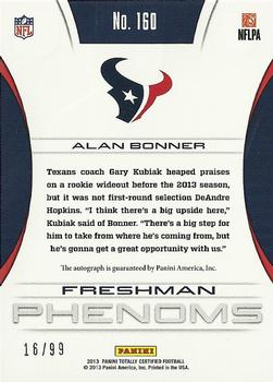 2013 Panini Totally Certified - Totally Red #160 Alan Bonner Back