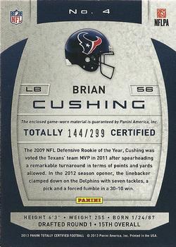 2013 Panini Totally Certified - Totally Red Materials #4 Brian Cushing Back