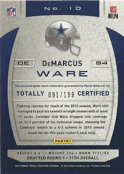 2013 Panini Totally Certified - Totally Red Materials #10 DeMarcus Ware Back