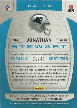2013 Panini Totally Certified - Totally Red Materials #19 Jonathan Stewart Back