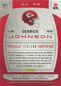 2013 Panini Totally Certified - Totally Red Materials #59 Derrick Johnson Back