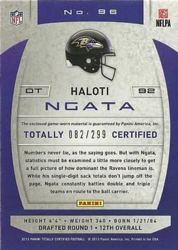 2013 Panini Totally Certified - Totally Red Materials #96 Haloti Ngata Back
