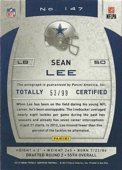 2013 Panini Totally Certified - Totally Red Signatures #147 Sean Lee Back