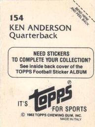 1982 Topps Stickers #154 Ken Anderson Back