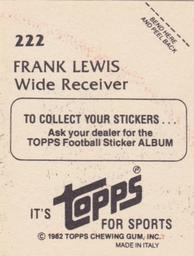 1982 Topps Stickers #222 Frank Lewis Back