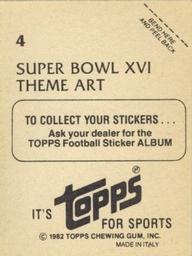 1982 Topps Stickers #4 Super Bowl XVI Theme Art Back